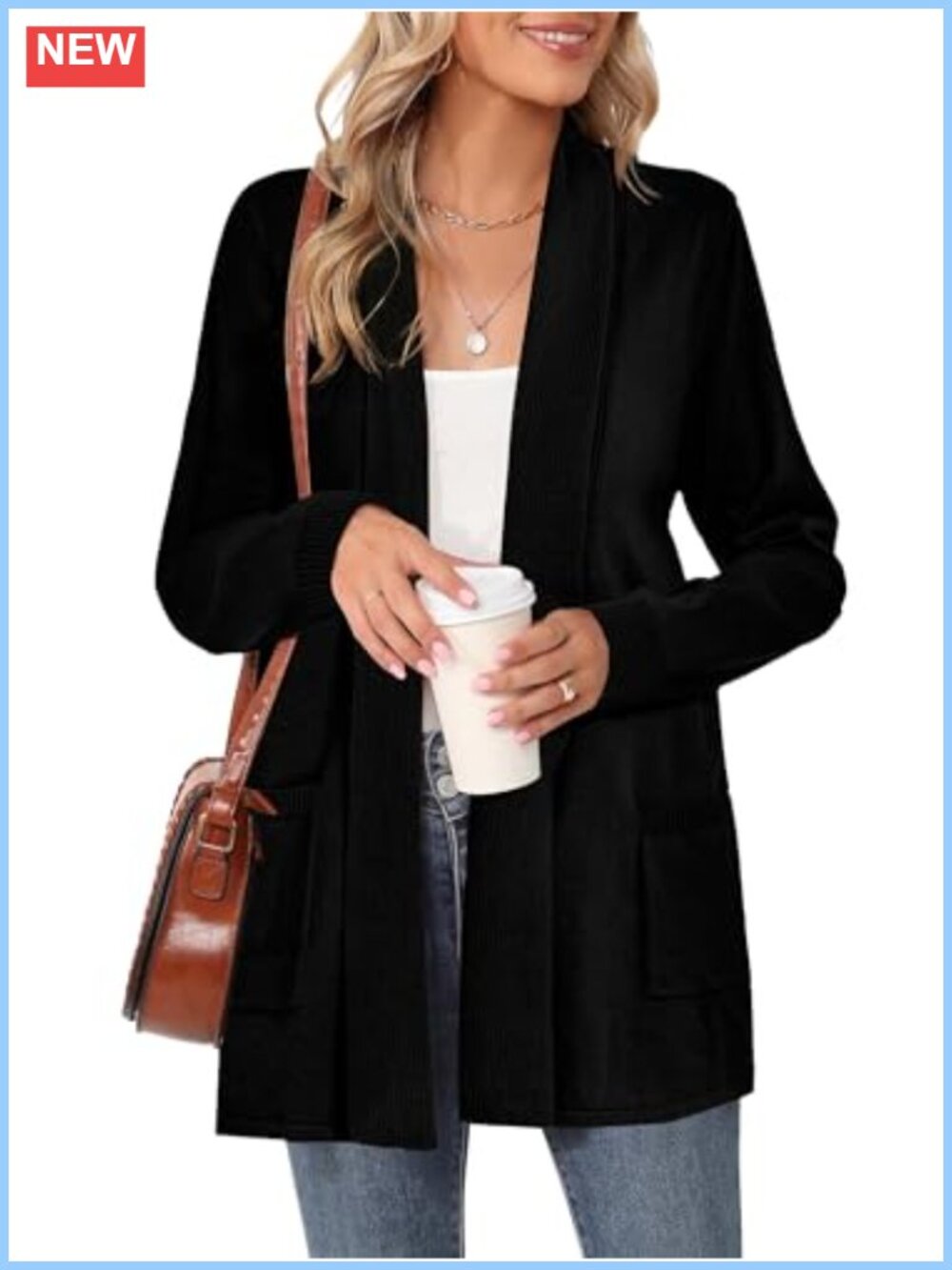 Womens Classic Knit Cardigan Long Sleeve Sweater Coat with Pockets Plus Size